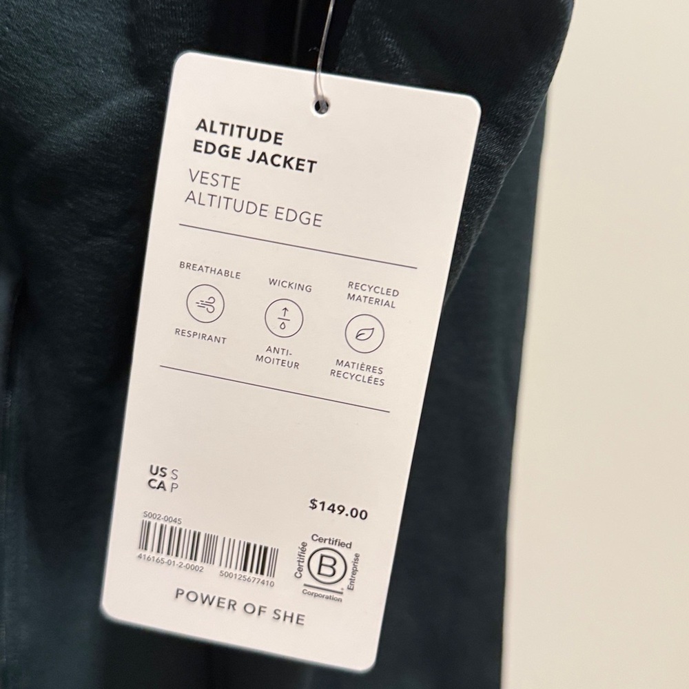 NWT Athleta Altitude Edge Jacket cypress small S sweatshirt hoodie green 416165 - Picture 9 of 11